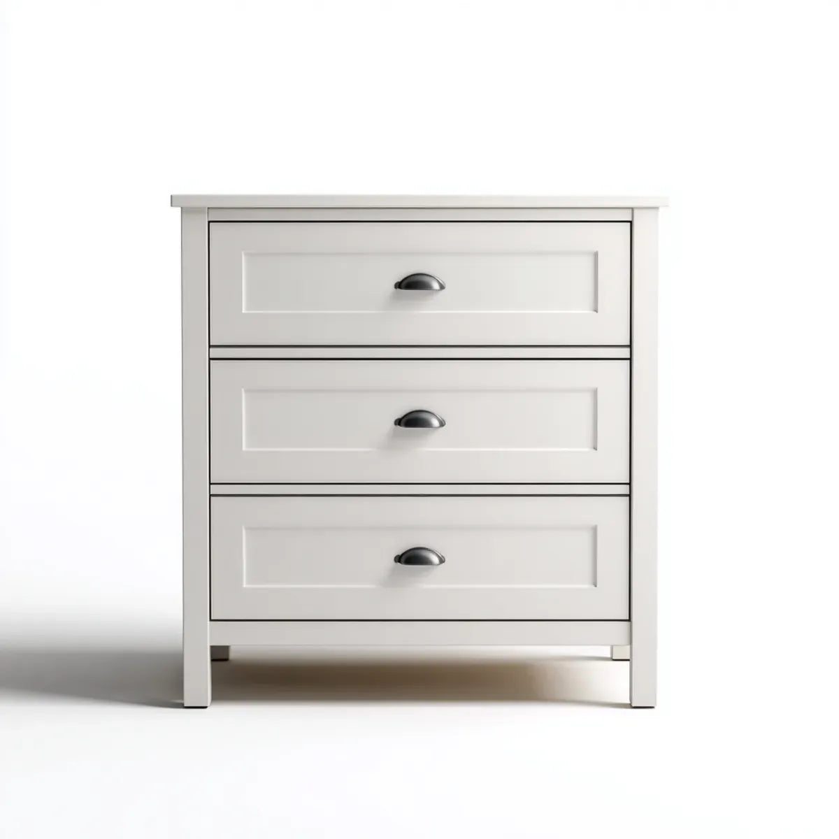 Commode 3 tiroirs blanche 78 x 46 x 95 cm en panneaux MDF rectangulaire