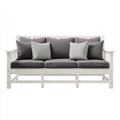 Canapé droit 3 places blanc et gris 190 x 75 x 85 cm en pin massif et polyester