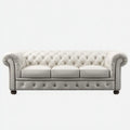Canapé Chesterfield droit 3 places blanc 220 x 90 x 78 cm en polyuréthane PU