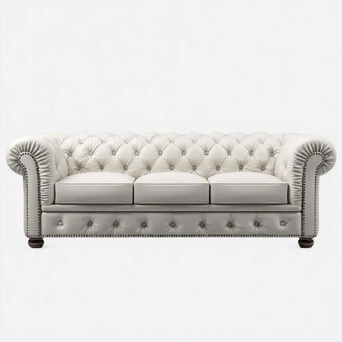 Canapé Chesterfield droit 3 places blanc 220 x 90 x 78 cm en polyuréthane PU