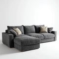 Canapé d'angle 3 places gris anthracite en L avec méridienne gauche 280 x 165 x 85 cm revêtement polyester