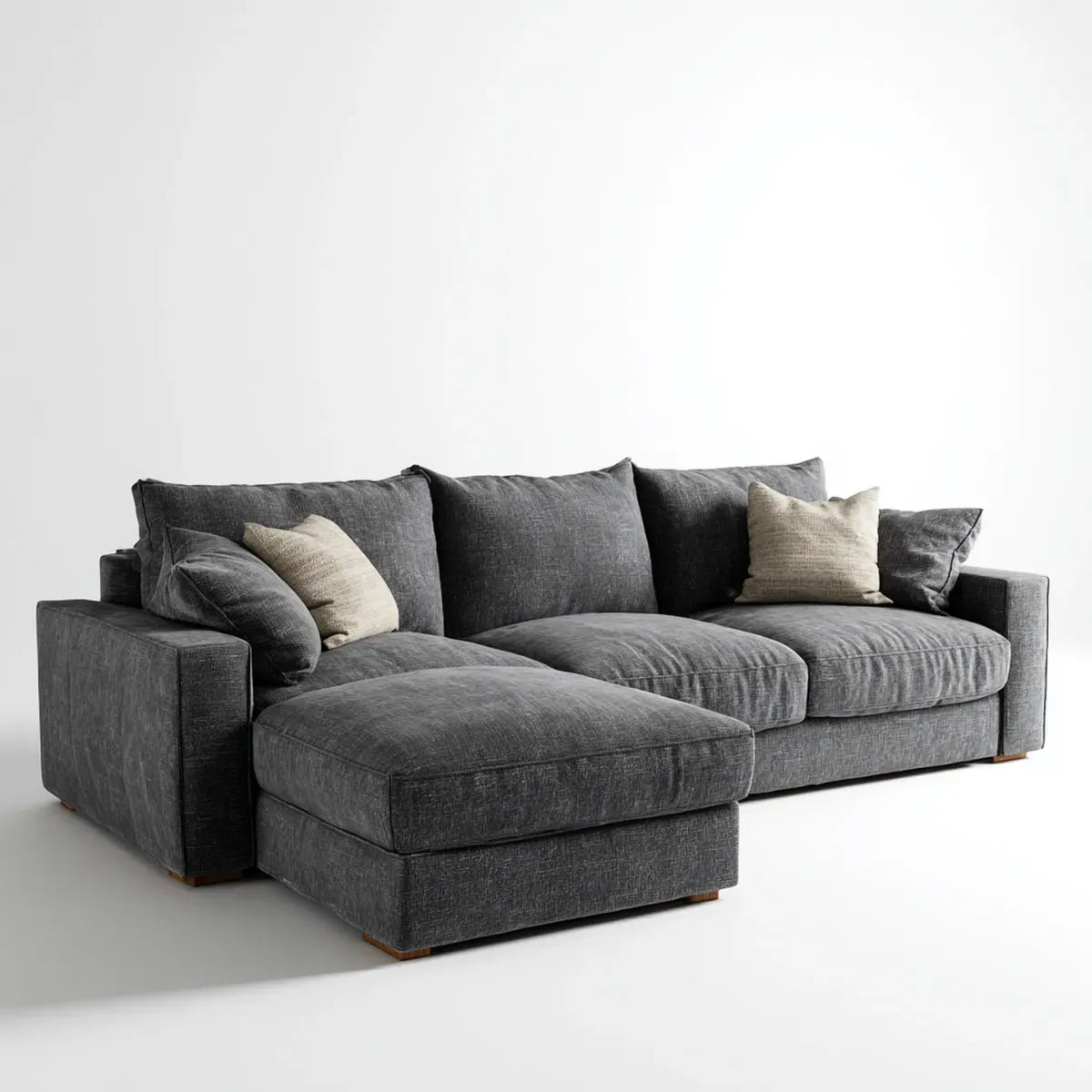 Canapé d'angle 3 places gris anthracite en L avec méridienne gauche 280 x 165 x 85 cm revêtement polyester