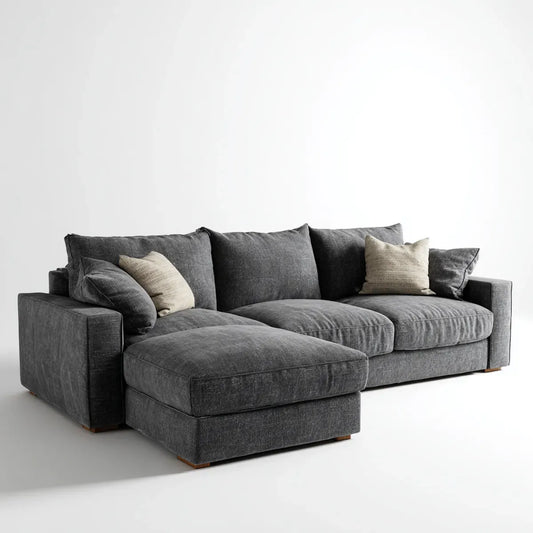 Canapé d'angle 3 places gris anthracite en L avec méridienne gauche 280 x 165 x 85 cm revêtement polyester