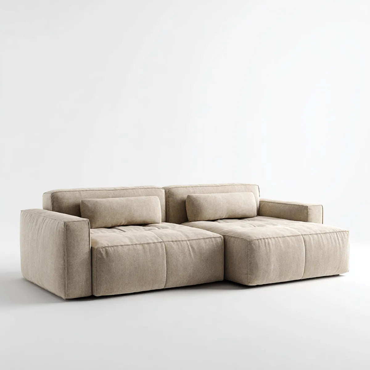 Canapé 2 places modulable beige en polyester forme rectangulaire 220 x 105 x 78 cm