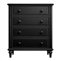 Commode 4 tiroirs noire 90 x 45 x 110 cm en MDF rectangulaire