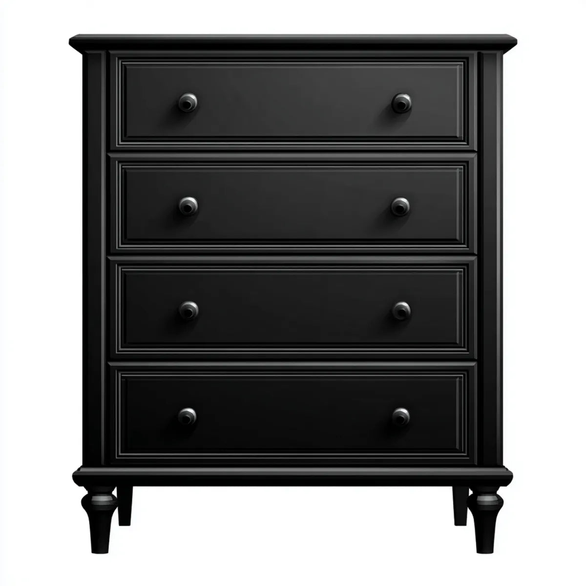 Commode 4 tiroirs noire 90 x 45 x 110 cm en MDF rectangulaire