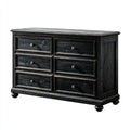 Commode 6 tiroirs noire rectangulaire en MDF 140 x 45 x 85 cm
