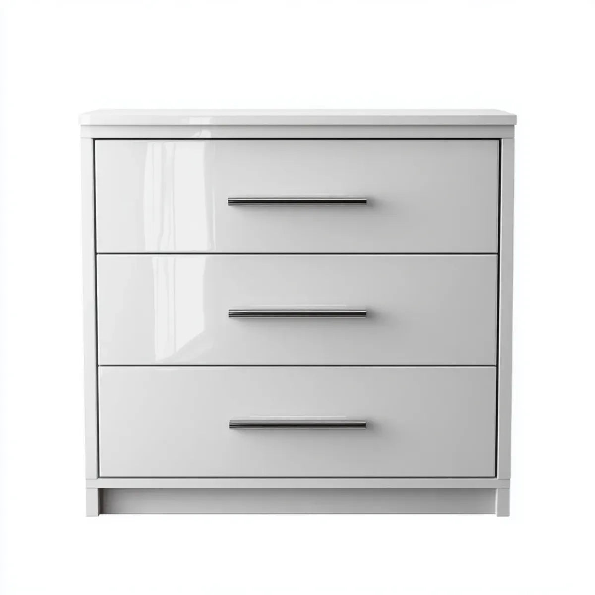 Commode à 3 tiroirs blanche brillante en panneaux de particules 80 x 40 x 90 cm rectangulaire