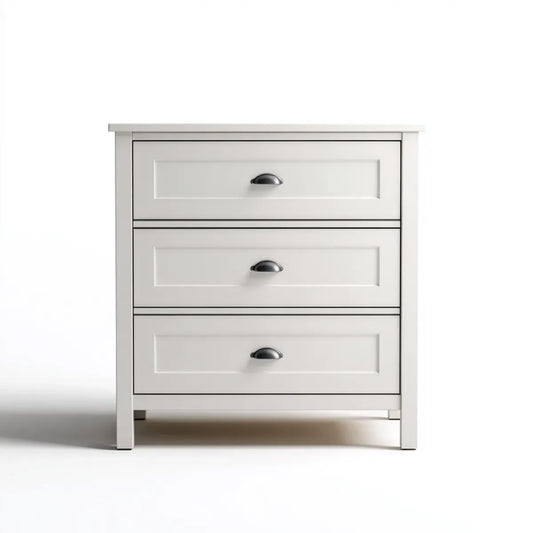 Commode 3 tiroirs blanche 78 x 46 x 95 cm en panneaux MDF rectangulaire