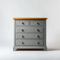 Commode 5 tiroirs gris et chêne 100 x 45 x 100 cm en MDF plaqué chêne