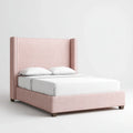 Lit double rembourré rose poudré 160 x 200 cm en polyester avec tête de lit rectangulaire