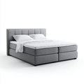 Lit boxspring double gris 180 x 200 cm en polyester avec tête de lit rectangulaire