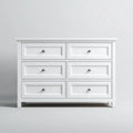 Commode blanche à 6 tiroirs en panneaux MDF 140 x 45 x 90 cm rectangulaire