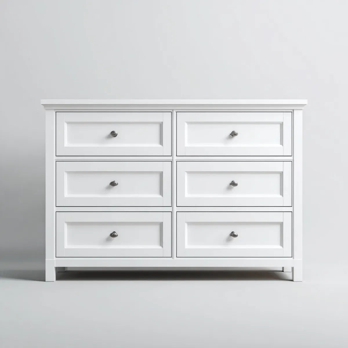 Commode blanche à 6 tiroirs en panneaux MDF 140 x 45 x 90 cm rectangulaire