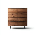Commode haute 8 tiroirs marron 100 x 45 x 120 cm en panneaux MDF plaqués chêne rectangulaire