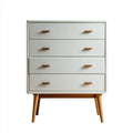 Commode 4 tiroirs blanche rectangulaire en MDF et bois d'hévéa 80 x 40 x 110 cm