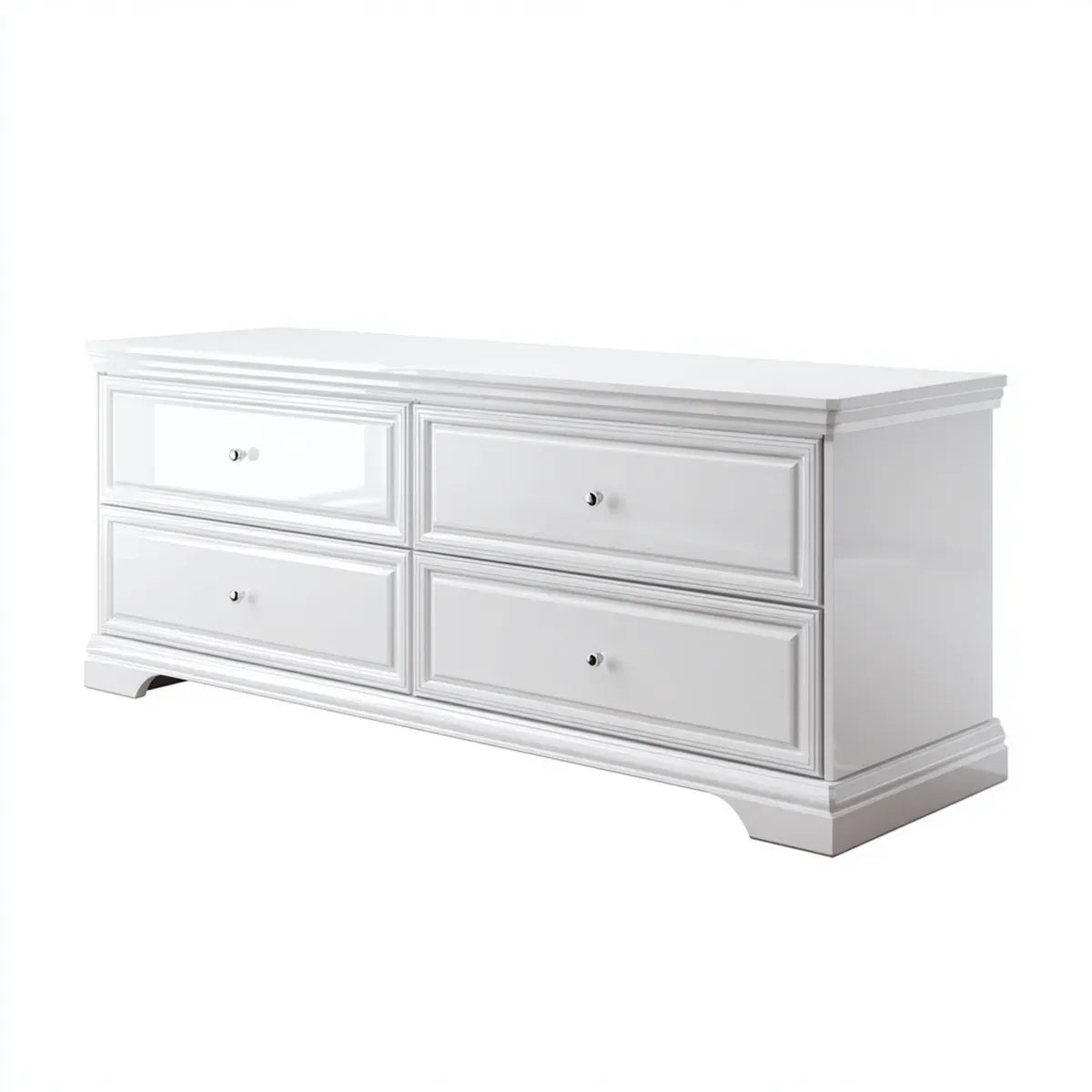 Commode à 4 tiroirs blanche 160 x 45 x 85 cm en MDF rectangulaire