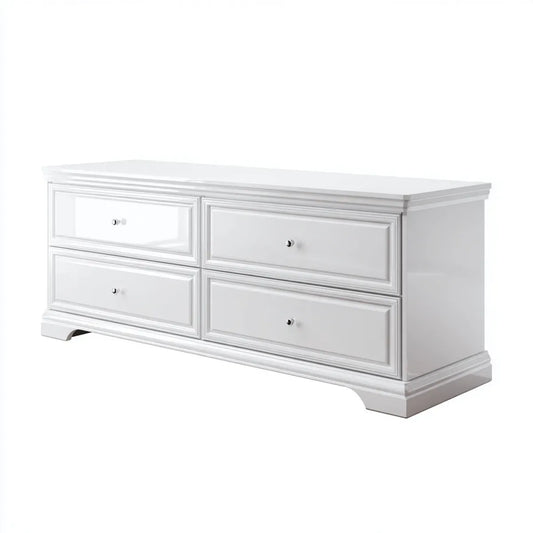 Commode à 4 tiroirs blanche 160 x 45 x 85 cm en MDF rectangulaire