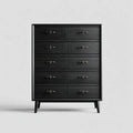 Commode noire à 10 tiroirs en MDF 100 x 45 x 130 cm rectangulaire
