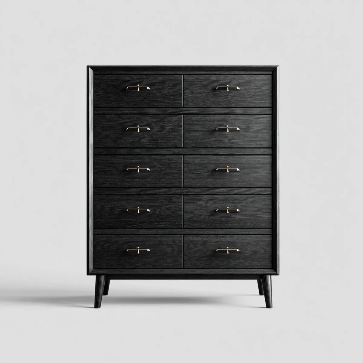 Commode noire à 10 tiroirs en MDF 100 x 45 x 130 cm rectangulaire