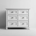 Commode 6 tiroirs blanche 120 x 40 x 90 cm en MDF rectangulaire