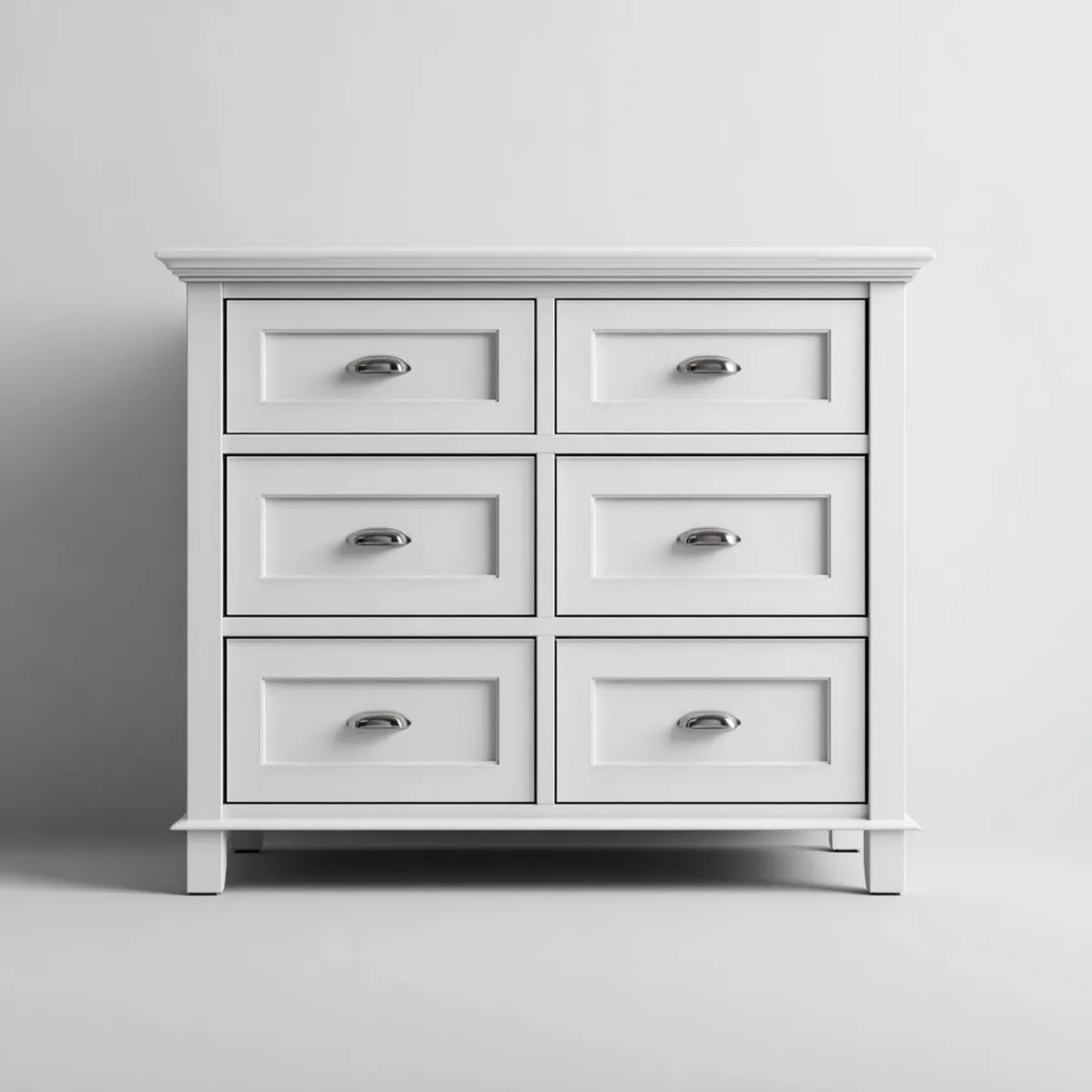 Commode 6 tiroirs blanche 120 x 40 x 90 cm en MDF rectangulaire